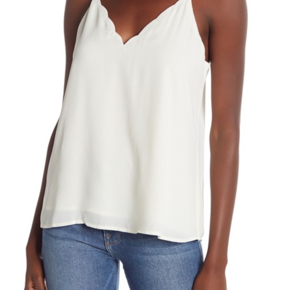 White Scallop Tank Top
